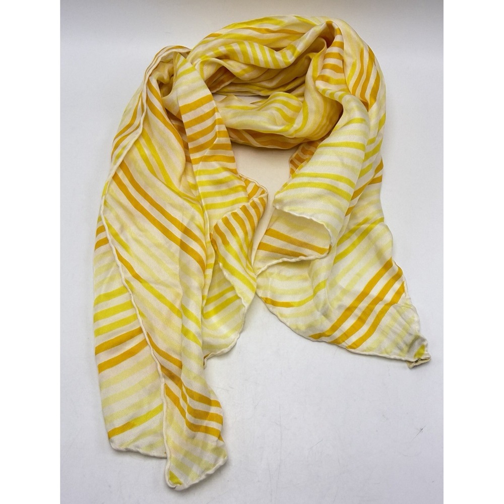 Vintage 60s Lady Heritage Robinson & Golluber Womens Silk Scarf Yellow Japan